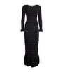 Rhinestone-Embellished Knitted Maxi Dress BLACK