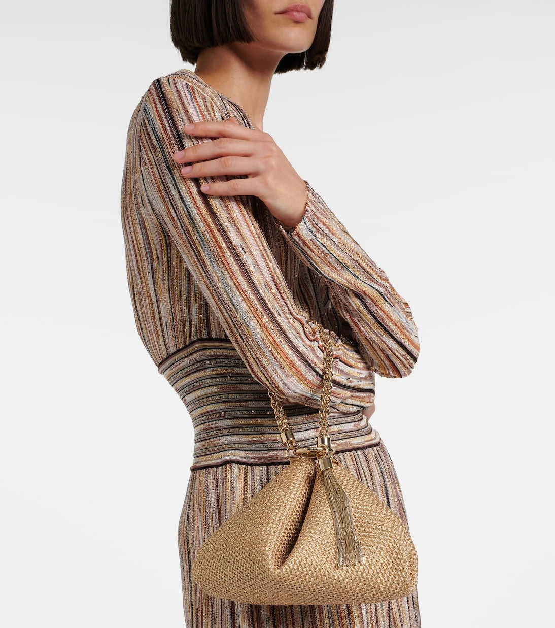 Jimmy Choo - Callie Medium raffia-effect shoulder bag