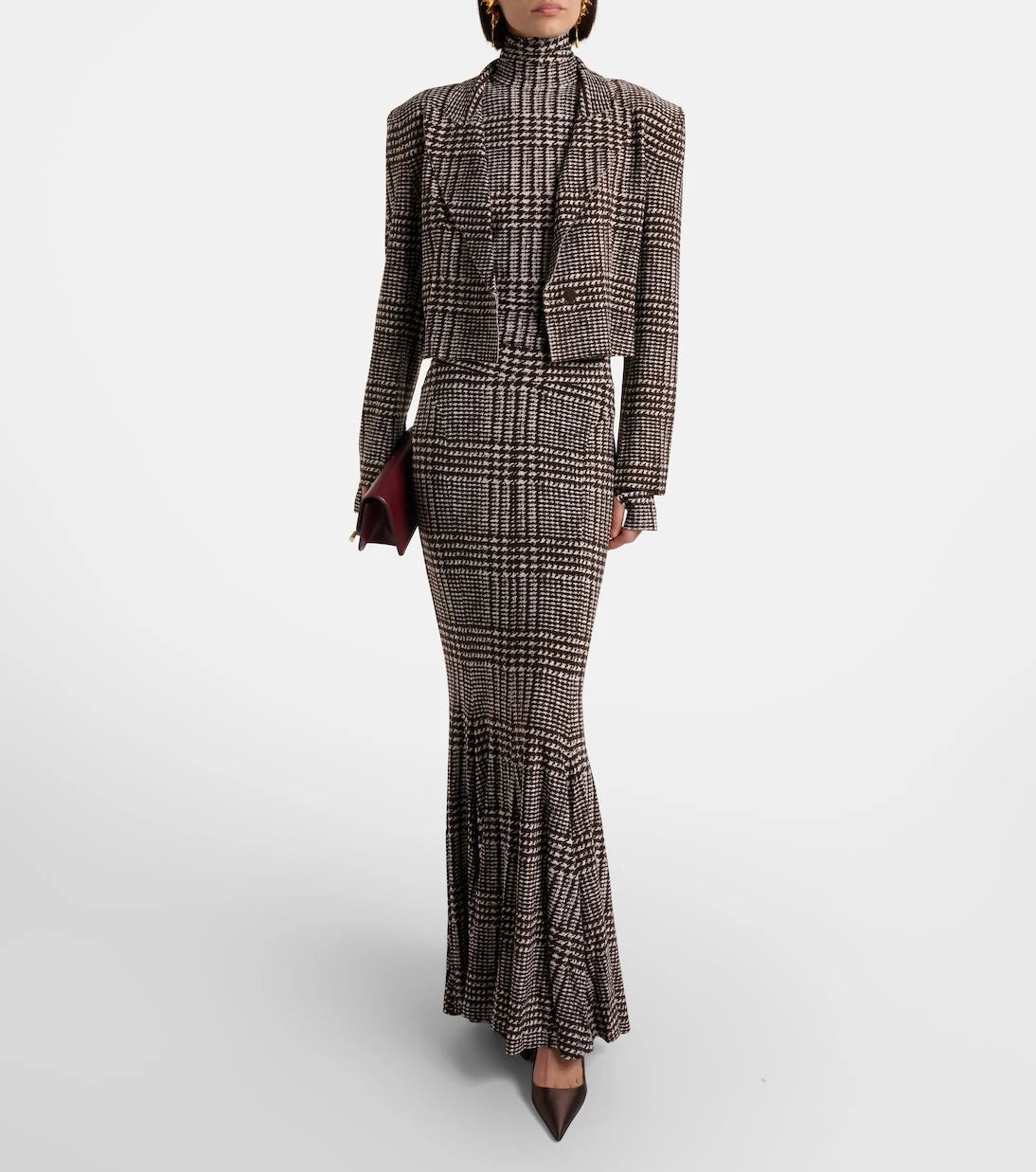 Norma Kamali - Houndstooth cropped blazer