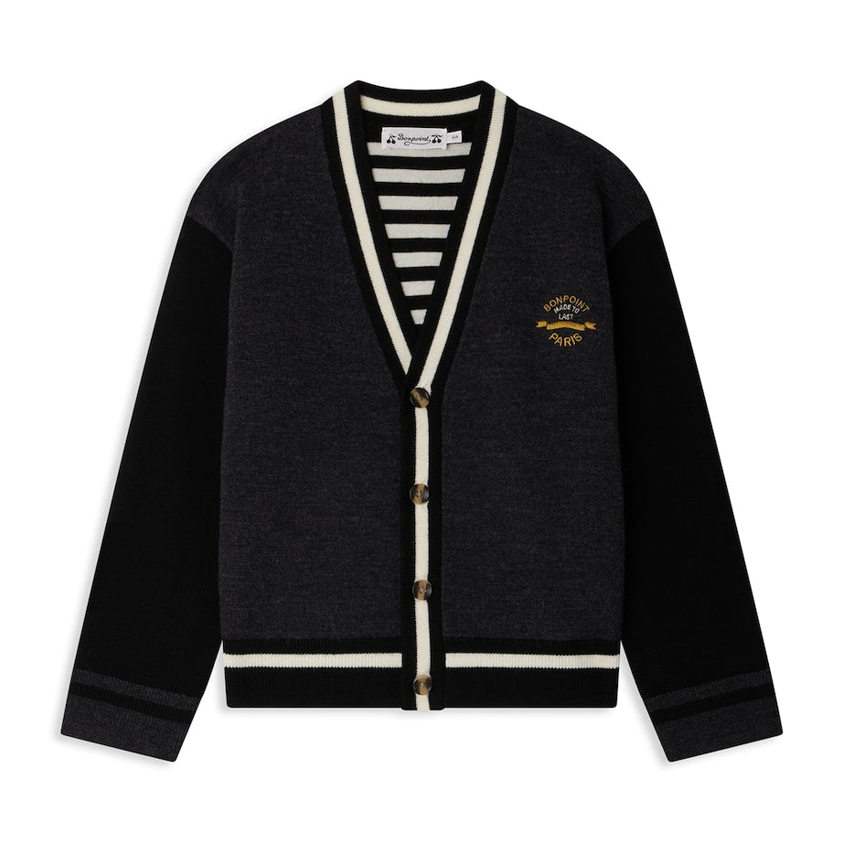 Wool Contrast-Stripe Cardigan (4-14 Years)