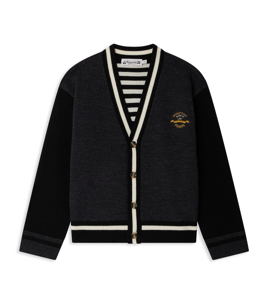 Wool Contrast-Stripe Cardigan (4-14 Years)