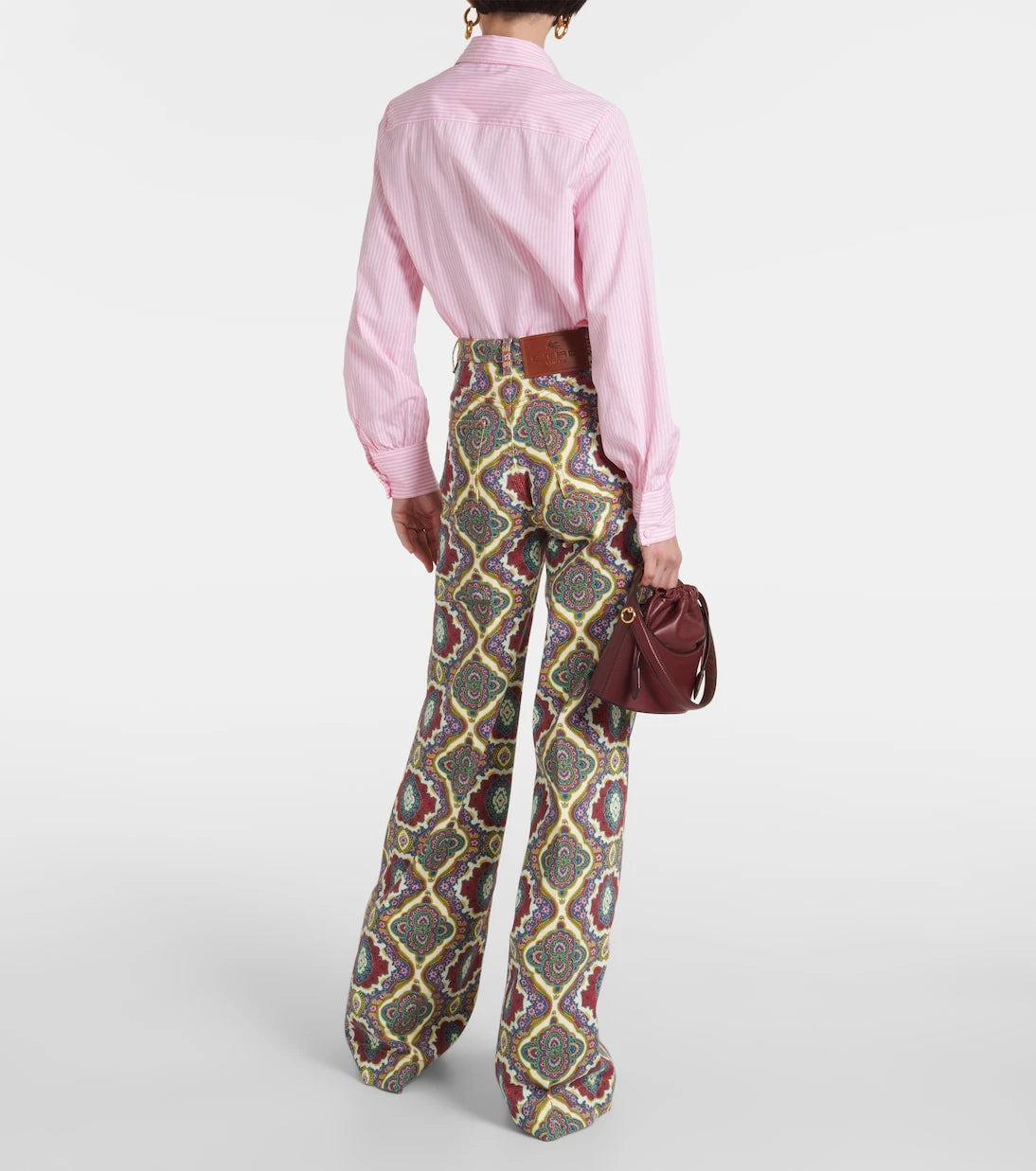 Etro - جينز مطبوع بخصر عالٍ وأرجل واسعة