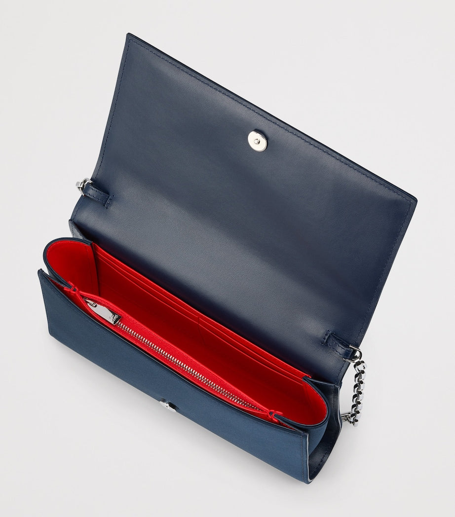 Navy Paloma Silk-Leather Clutch Bag