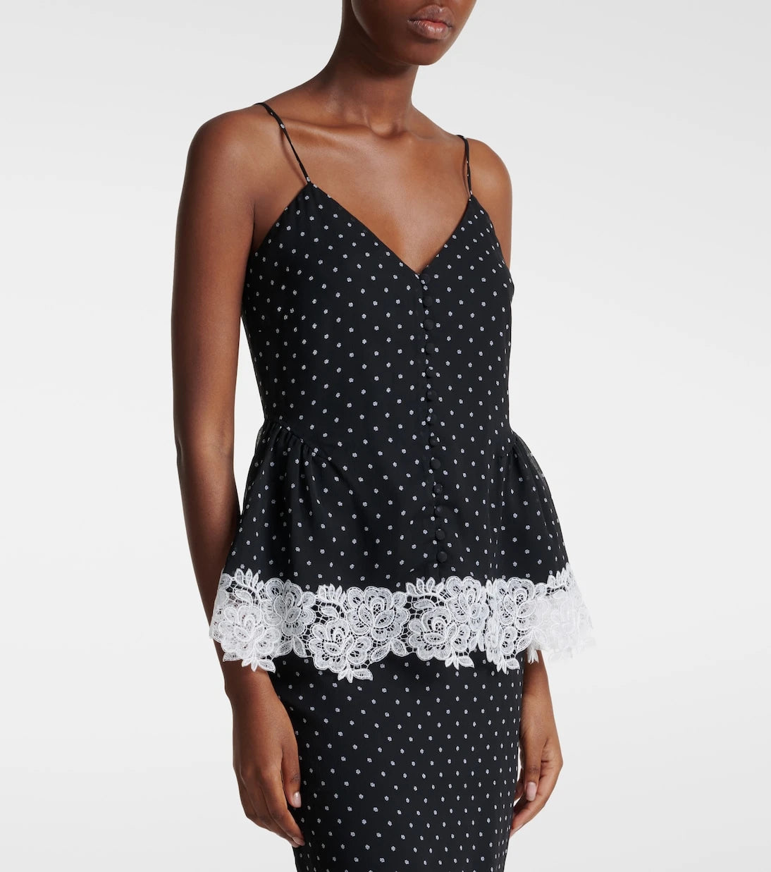 Rotate - Lace-trimmed polka-dot camisole