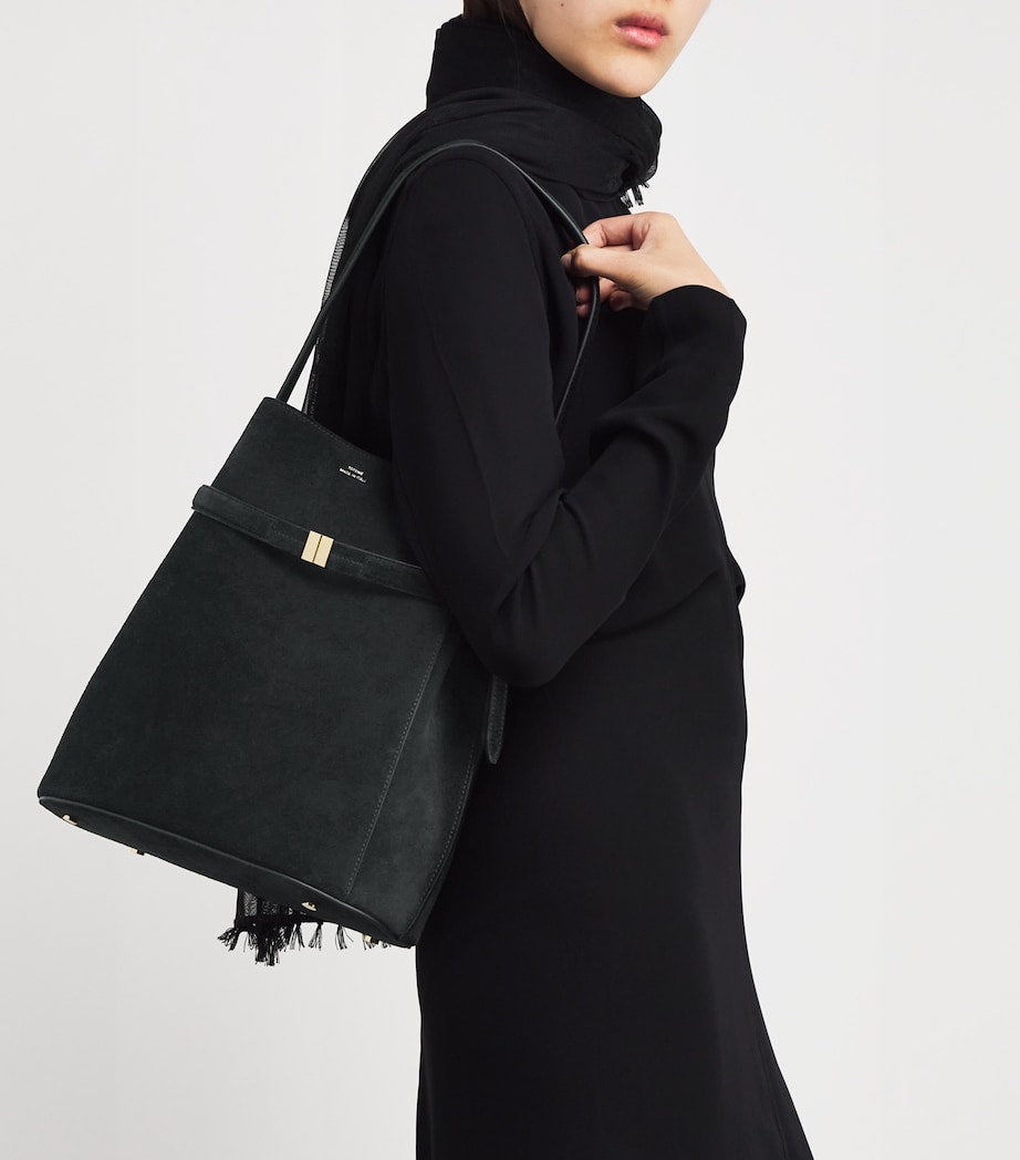 Toteme Black Suede Bucket Shoulder Bag