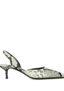 STAUD Leather Snake Print Sebastian Slingback Heels 55