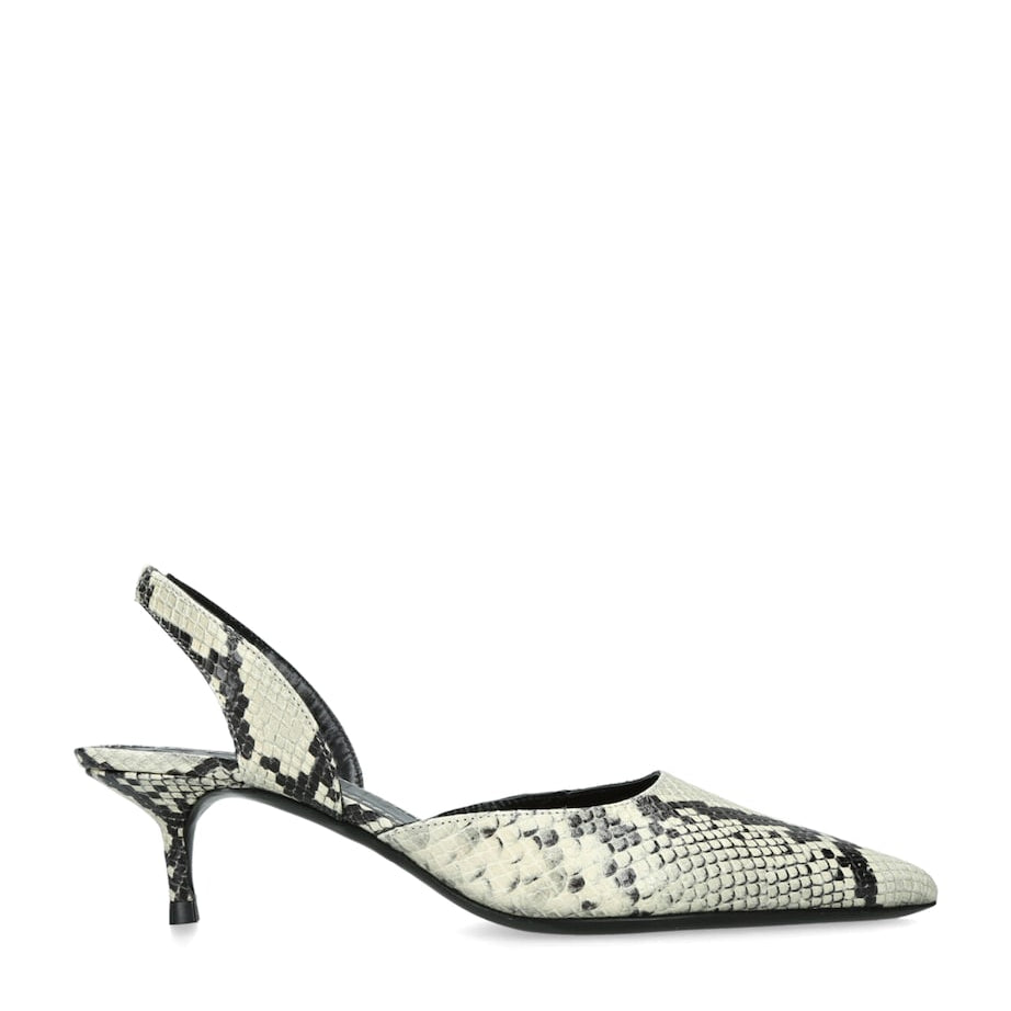 STAUD Leather Snake Print Sebastian Slingback Heels 55
