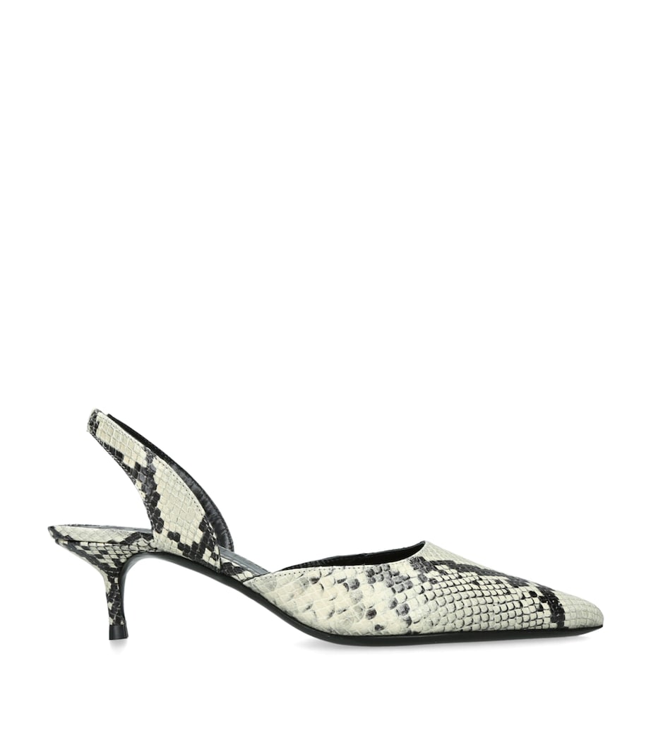 STAUD Leather Snake Print Sebastian Slingback Heels 55