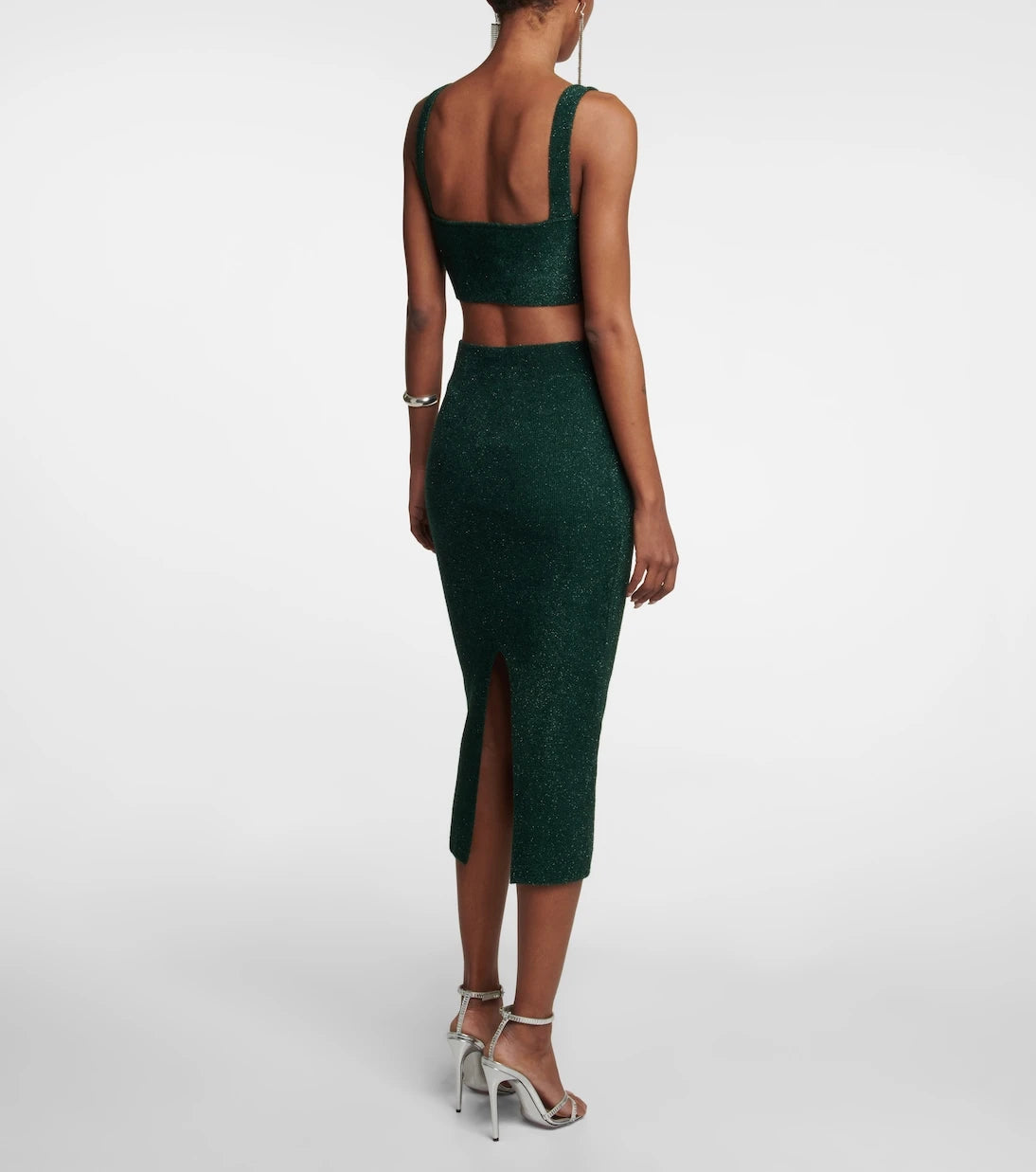 Galvan - Moonlight metallic knit midi skirt