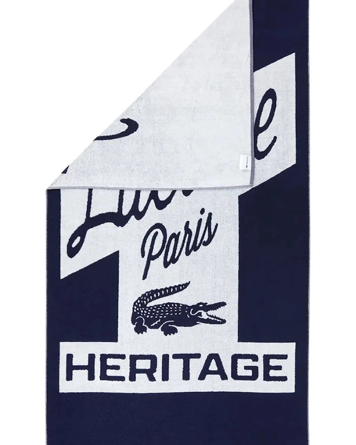 Lacoste LRETRO Marine 90 x 160 cm Pamuklu Plaj Havlusu
