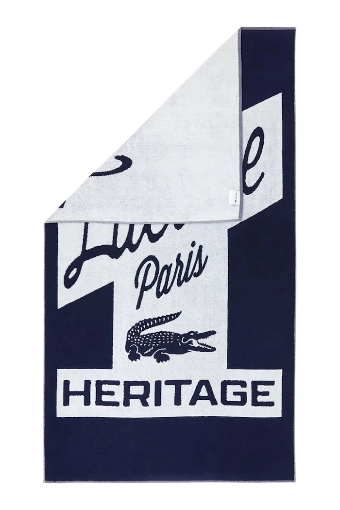 Lacoste LRETRO Marine 90 x 160 cm Pamuklu Plaj Havlusu