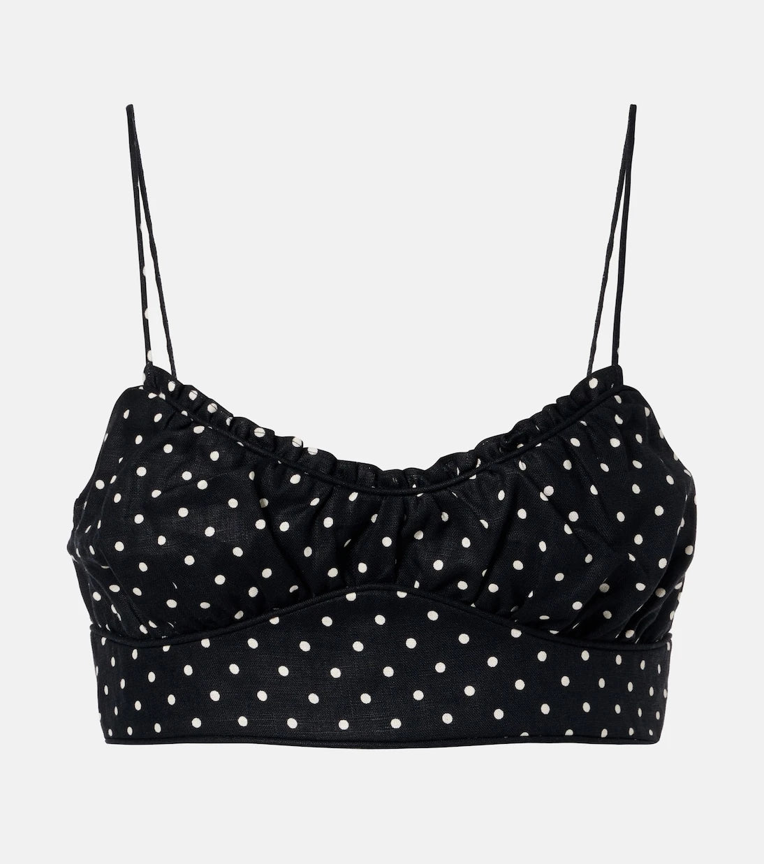 Faithfull - Lucia polka-dot linen crop top