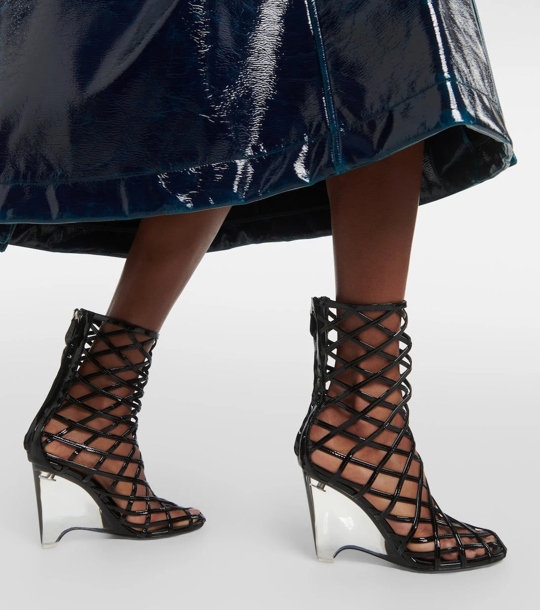 Alaïa - Leather wedge ankle boots
