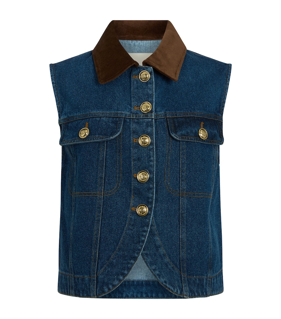 Sandro Paris Blue Denim Waistcoat