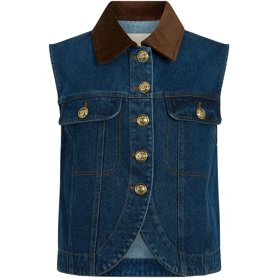 Sandro Paris Blue Denim Waistcoat