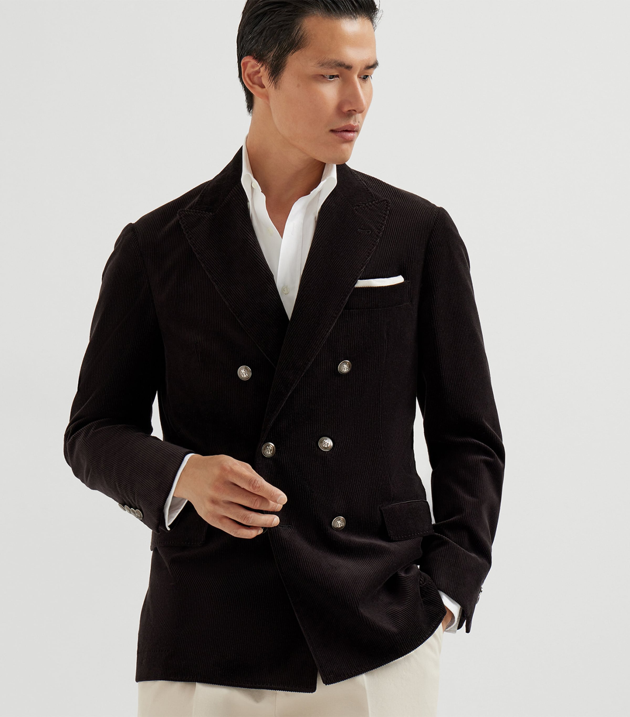Brunello Cucinelli Black Cotton-Cashmere Corduroy Deconstructed Blazer