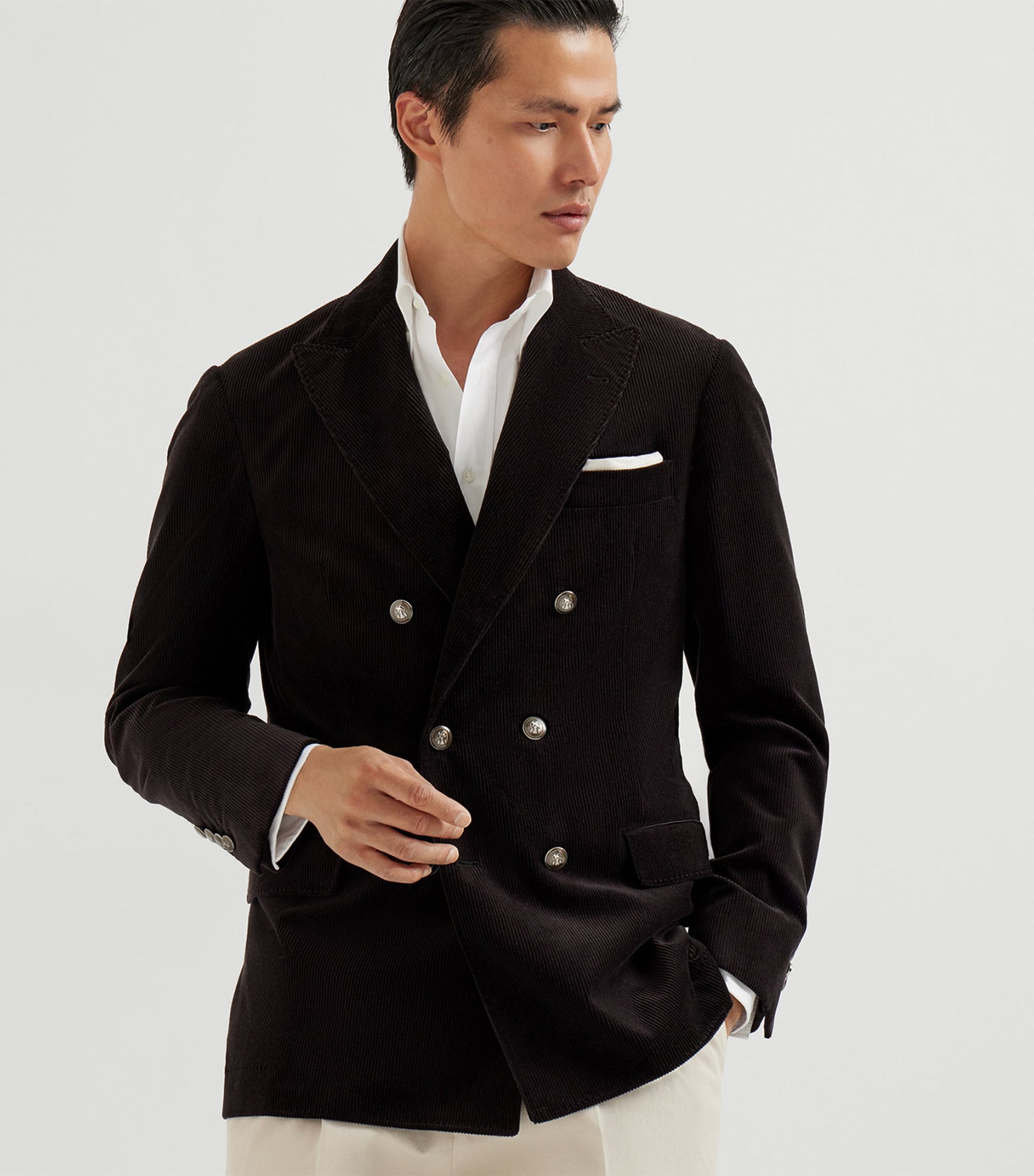 Brunello Cucinelli Black Cotton-Cashmere Corduroy Deconstructed Blazer