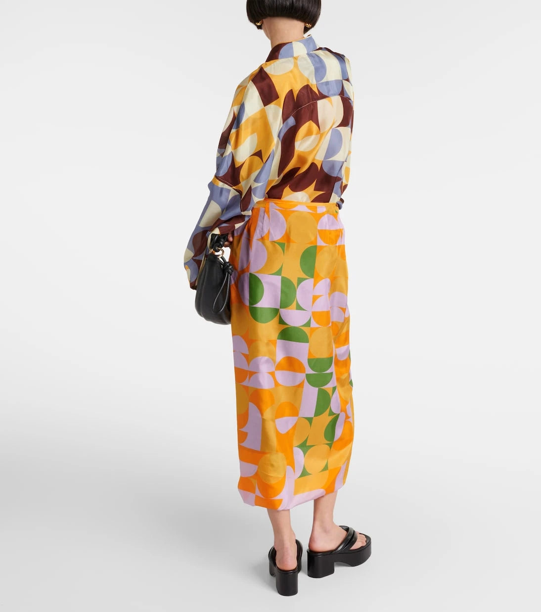 Dries Van Noten - Printed silk satin maxi skirt