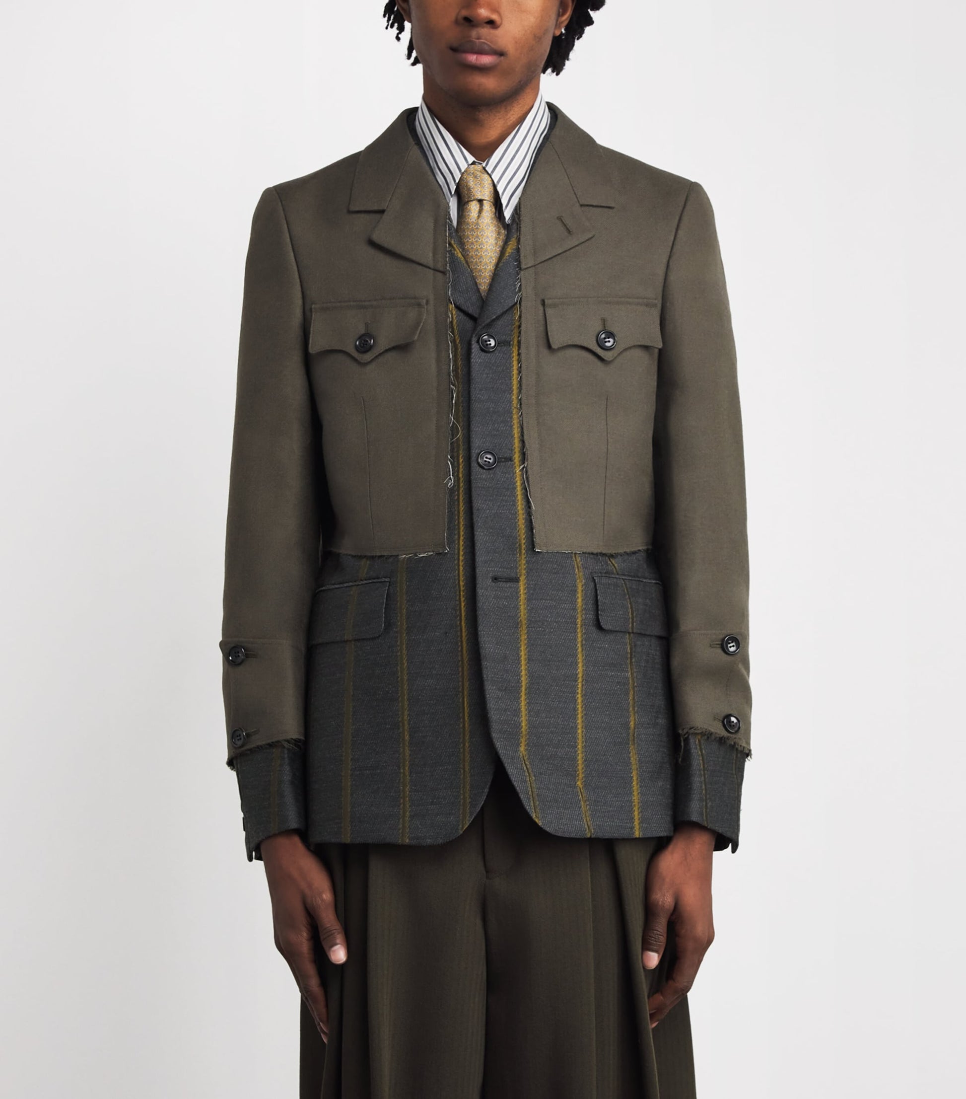 Comme Des Garçons Homme Plus Multi Deconstructed Stripe Military Blazer