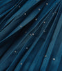 Maje Blue Rhinestone Pleated Midi Skirt