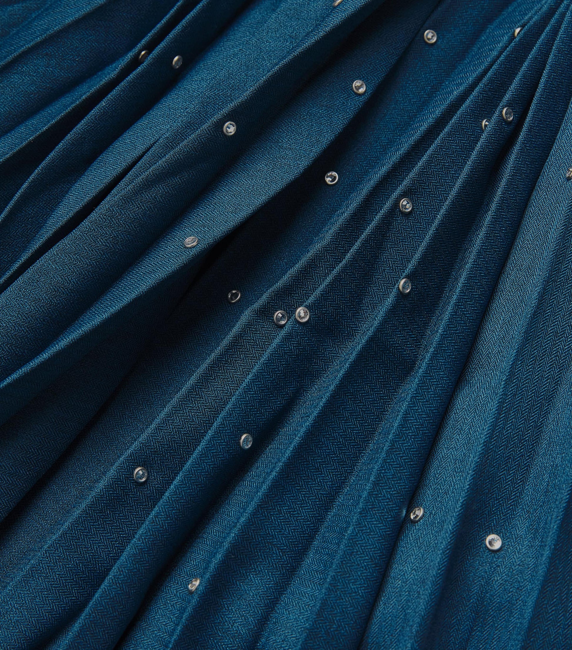 Maje Blue Rhinestone Pleated Midi Skirt