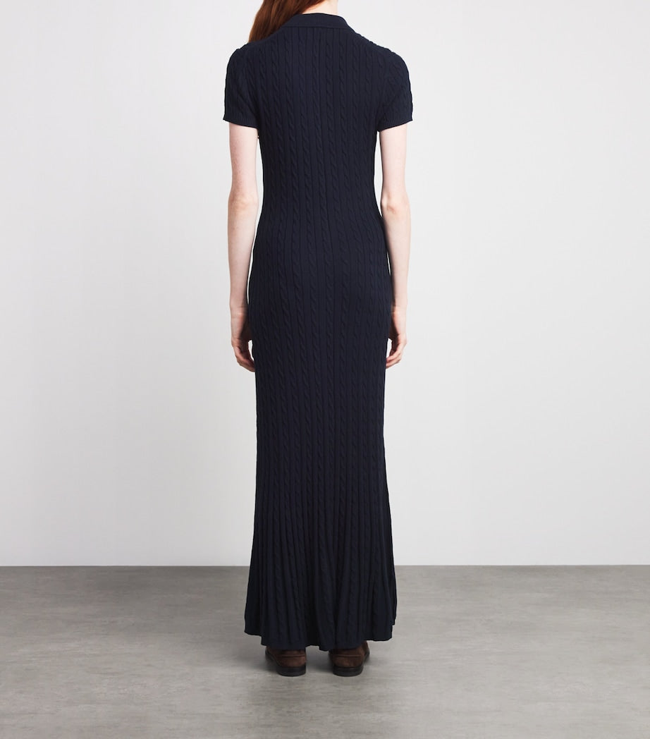Polo Ralph Lauren Navy Cotton Cable-Knit Maxi Dress