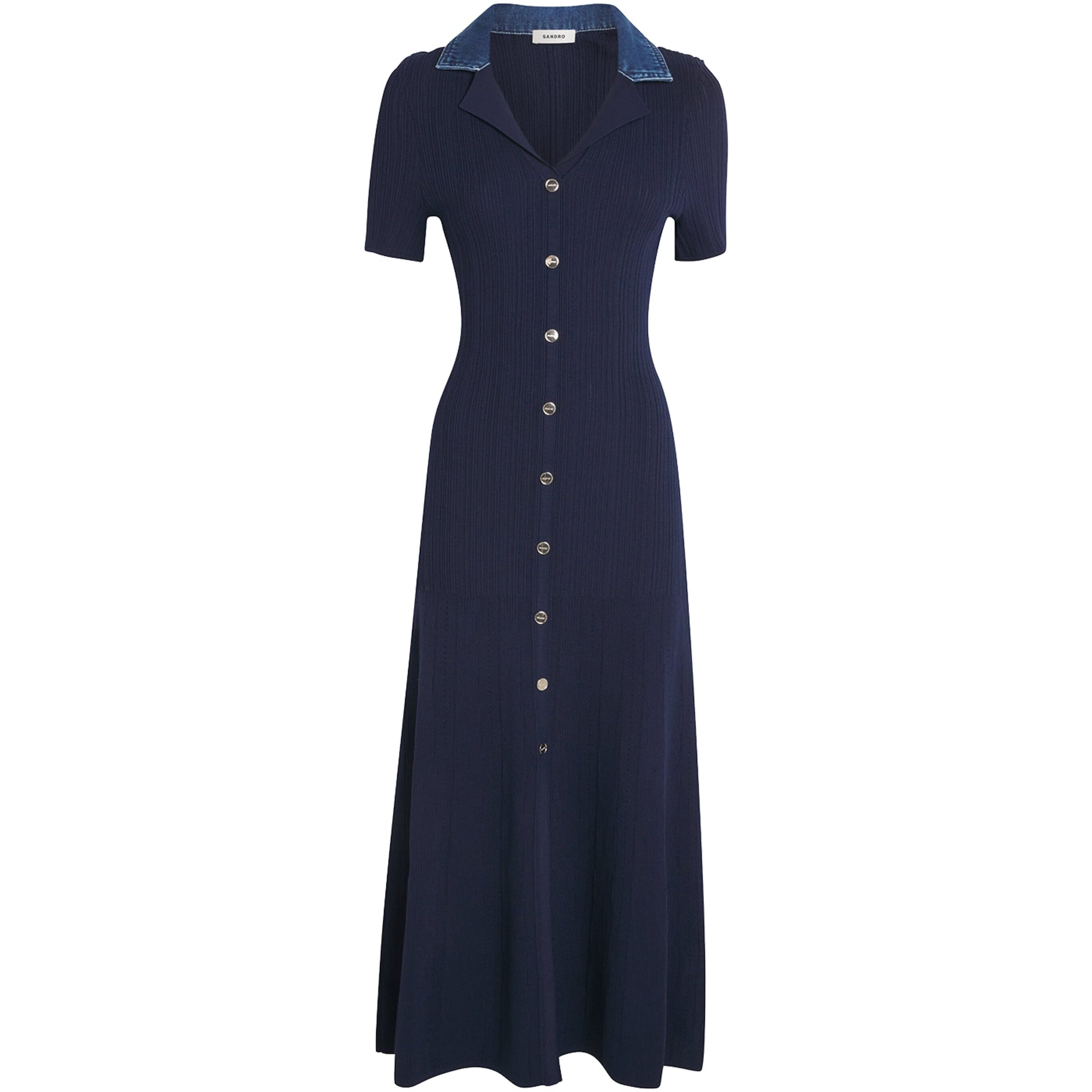 Sandro Paris Blue Knitted Midi Dress