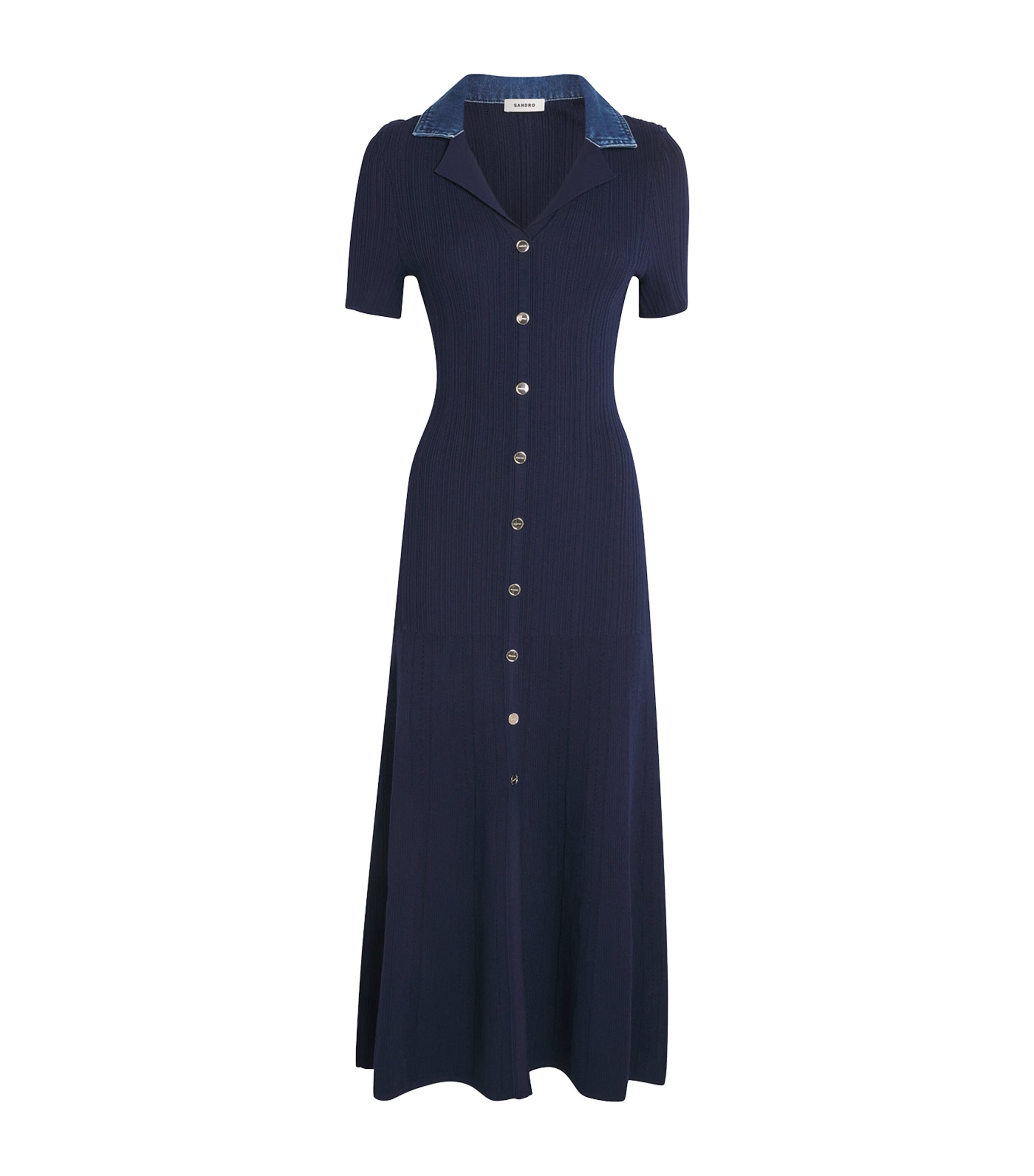 Sandro Paris Blue Knitted Midi Dress