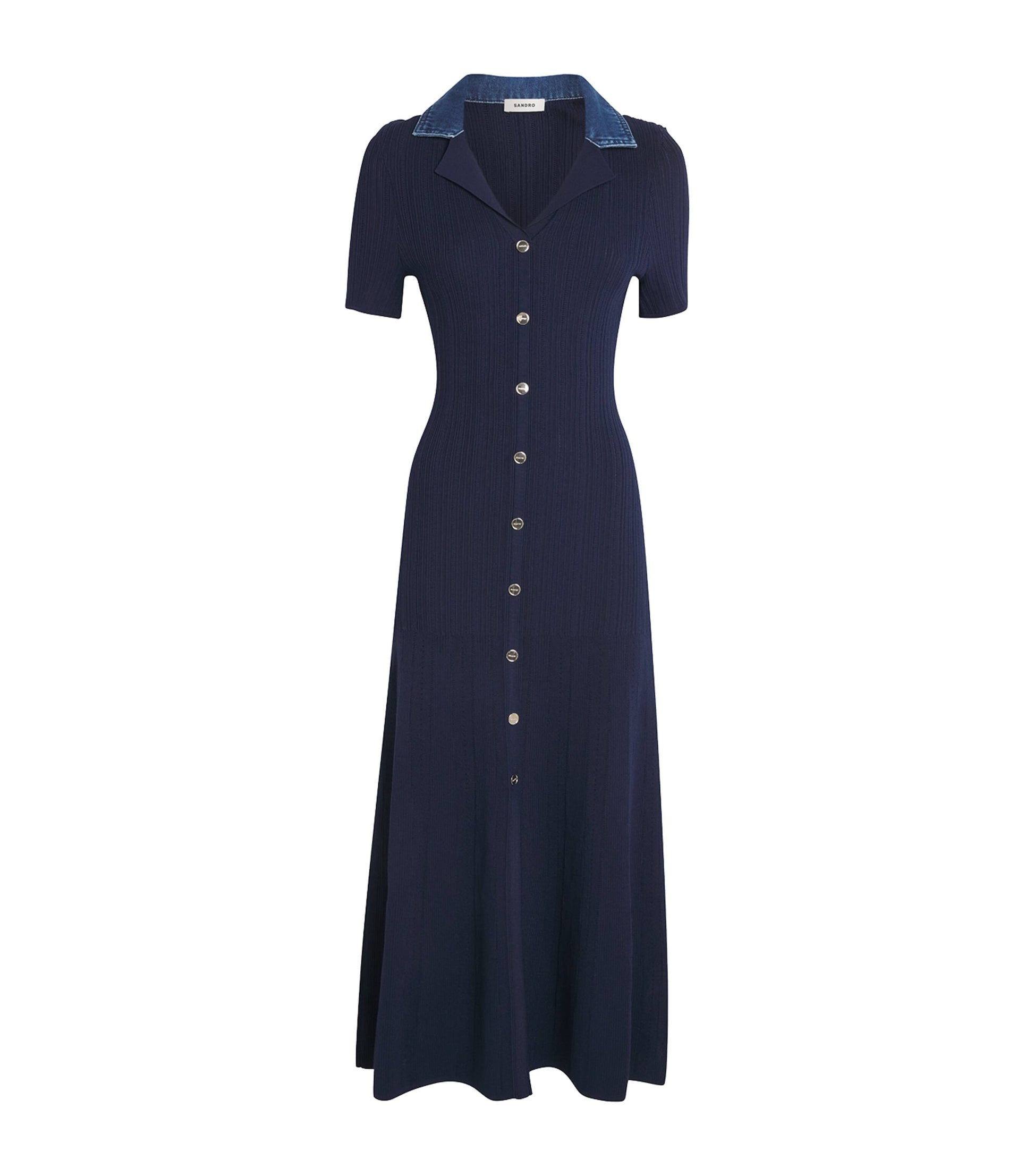 Sandro Paris Blue Knitted Midi Dress