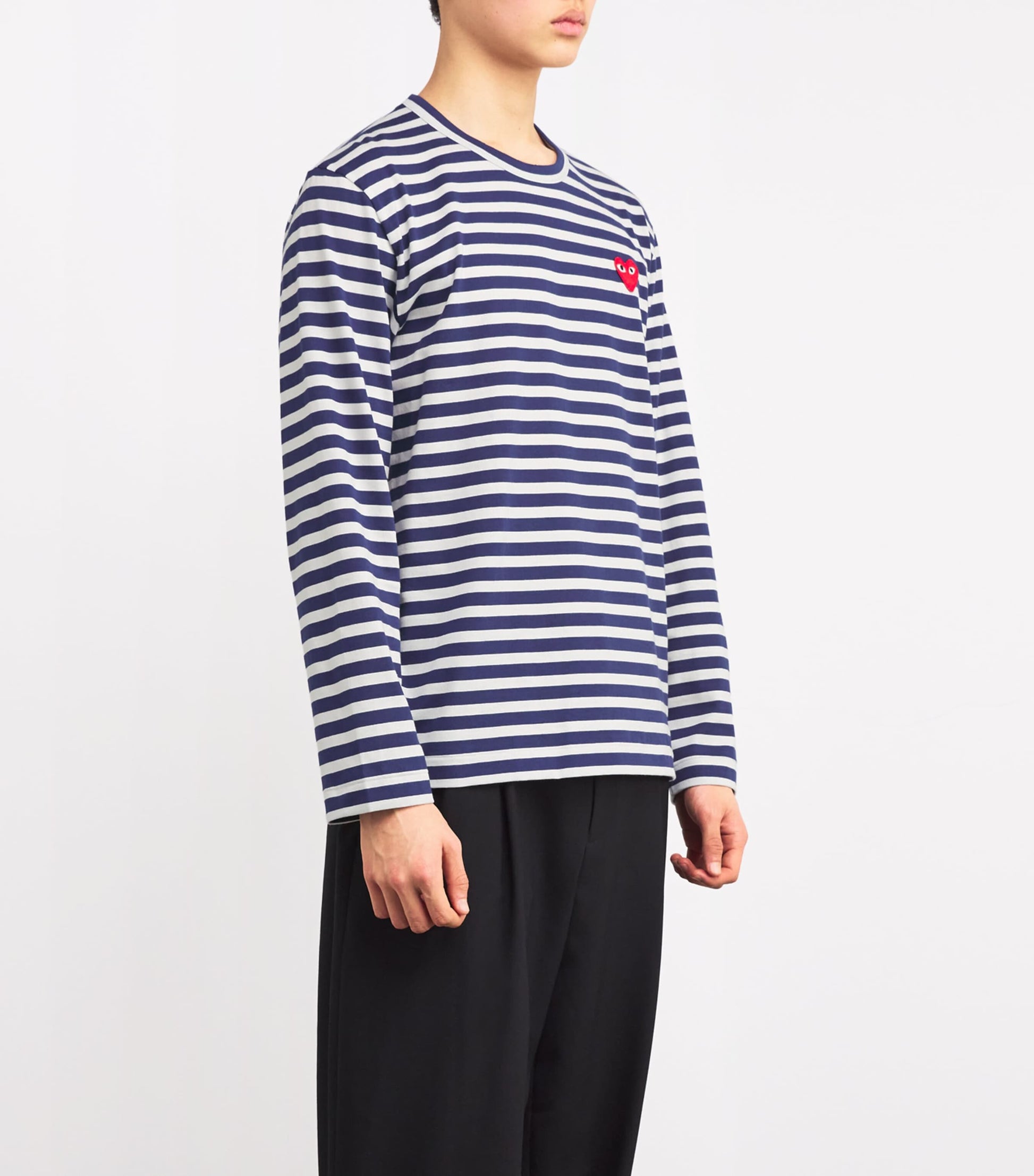 Comme Des Garçons Play Heart Logo Striped T-Shirt