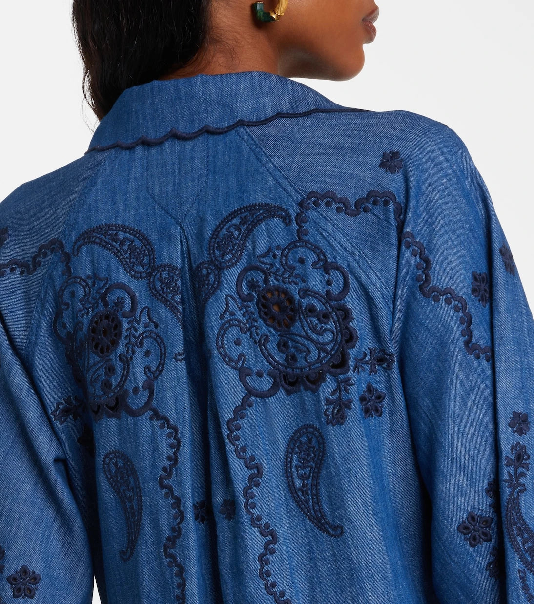 Zimmermann - Aster embroidered denim midi dress