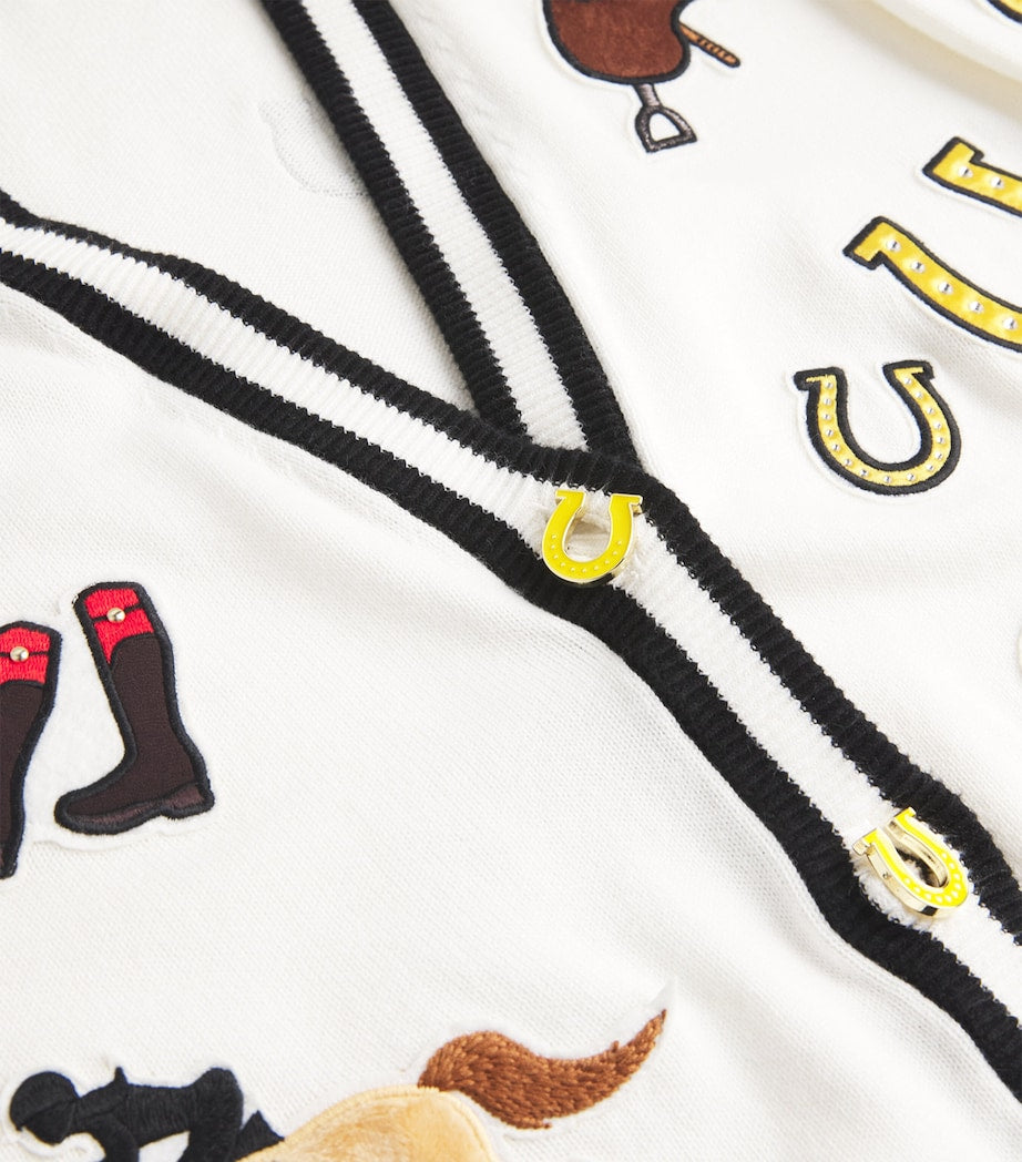 Alice+Olivia White Cotton Embroidered Bradley Cardigan