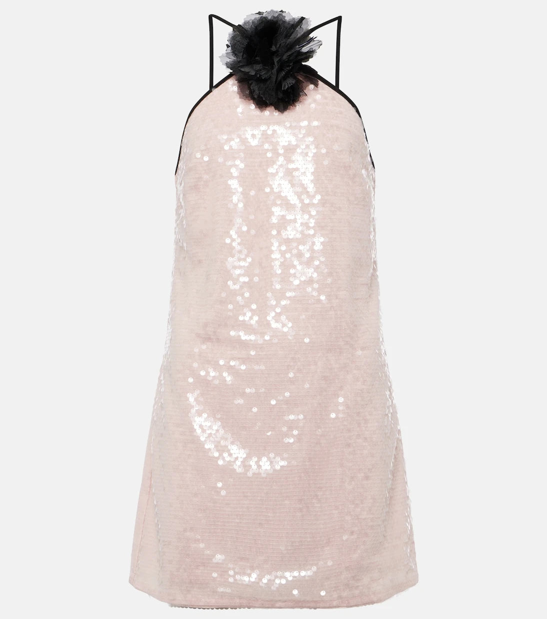 Self-Portrait - Floral-appliqué sequined minidress