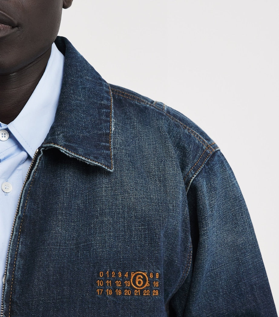 Maison Margiela Navy Logo Embroidery Denim Jacket