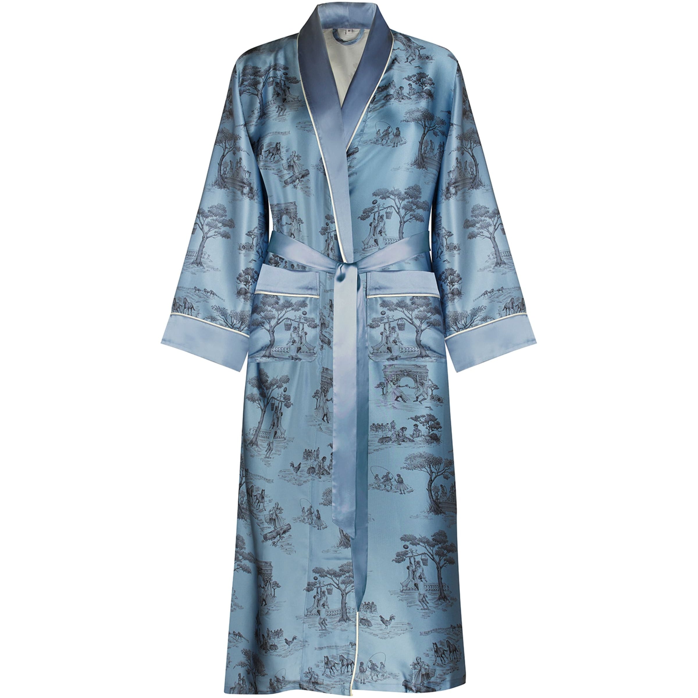 Blue x Sheila Bridges Mulberry Silk Harlem Toile Robe (Small)