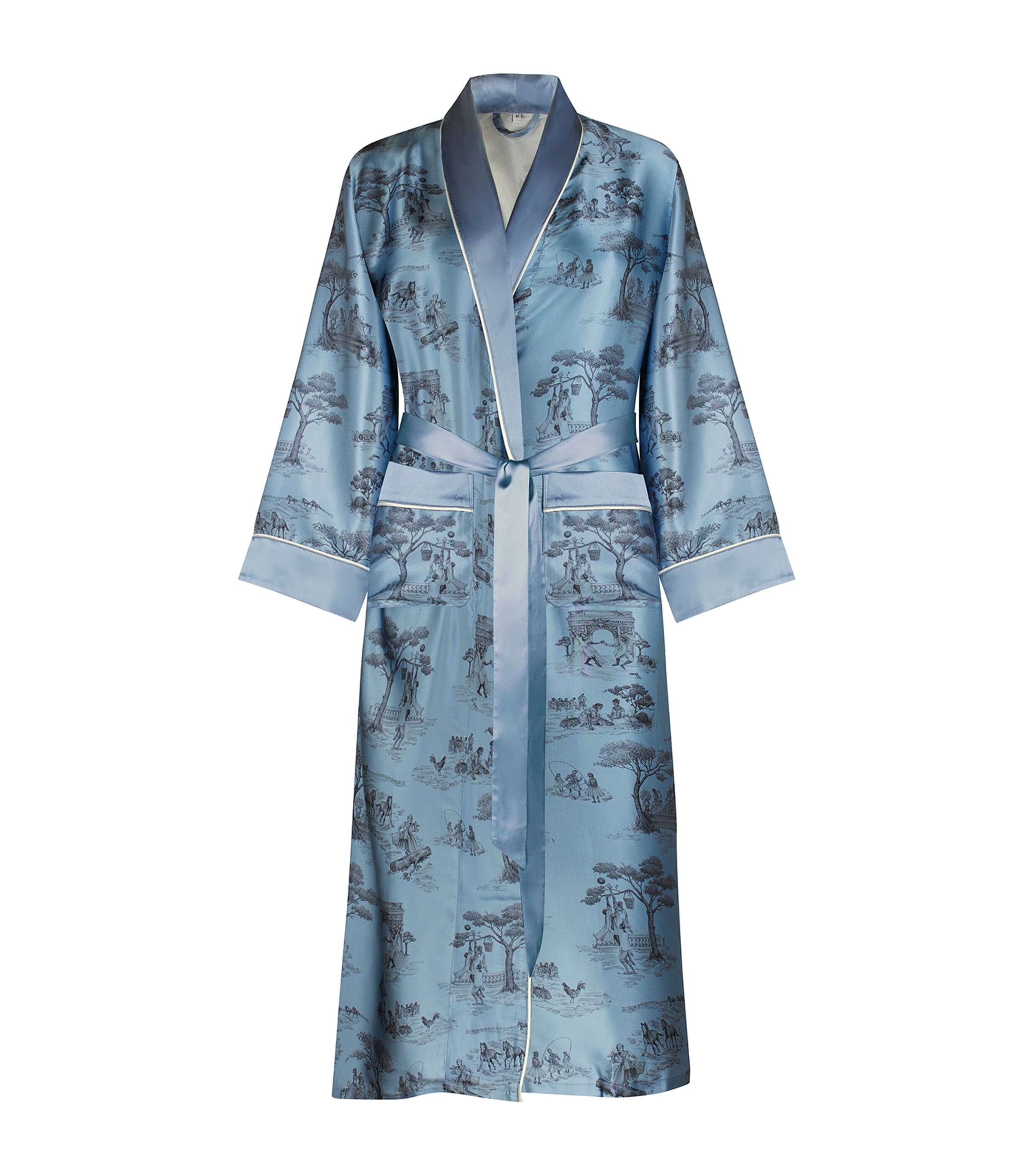 Blue x Sheila Bridges Mulberry Silk Harlem Toile Robe (Small)