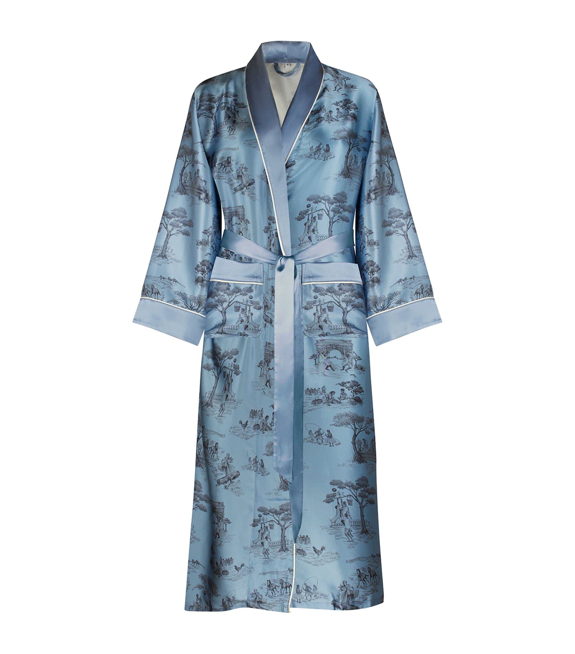 Blue x Sheila Bridges Mulberry Silk Harlem Toile Robe (Small)
