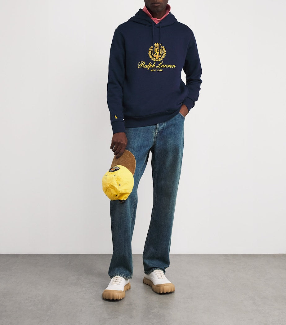 Cotton-Blend Polo Crest Hoodie NAVY