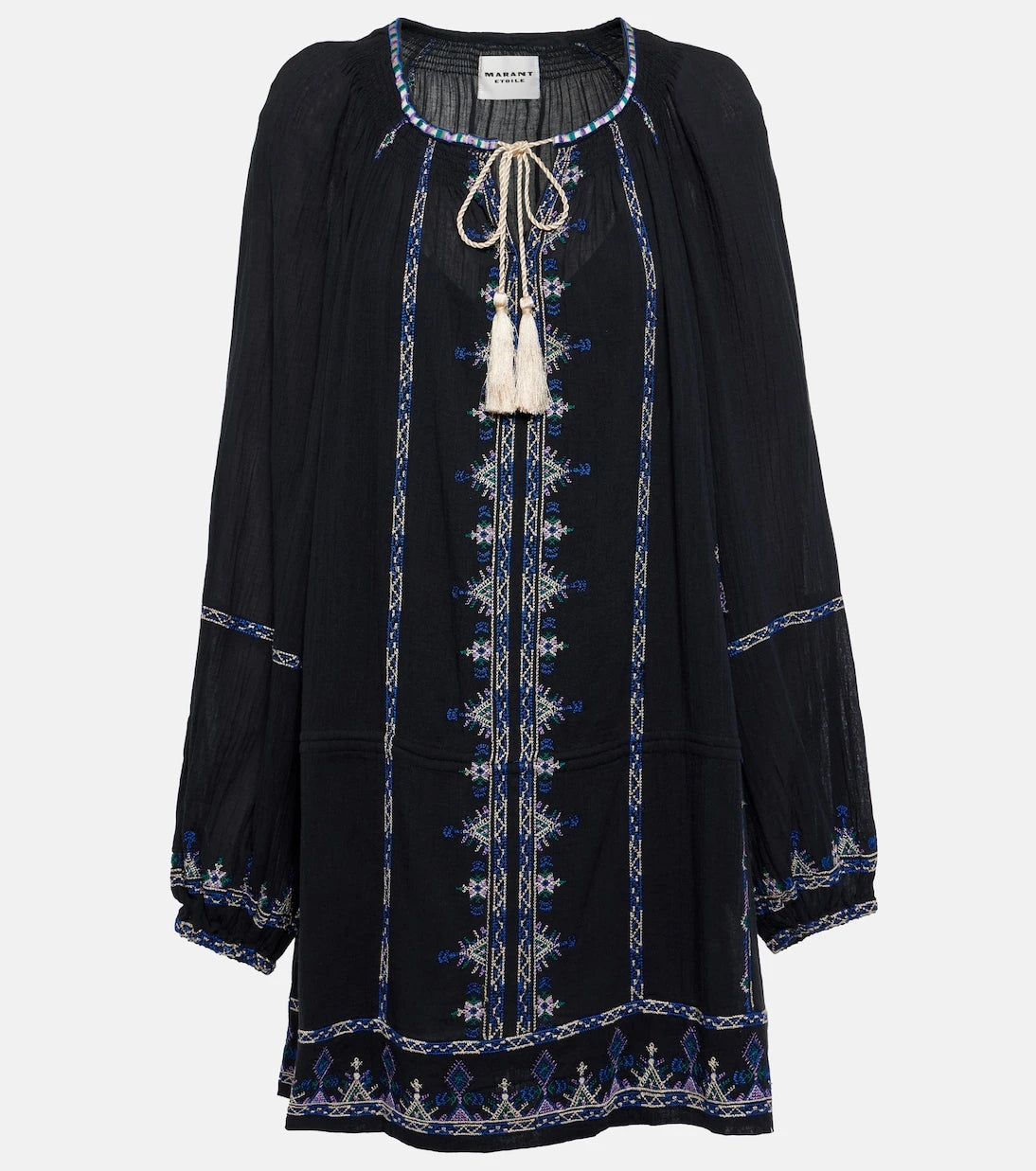 Marant Etoile - Parsley embroidered cotton voile minidress