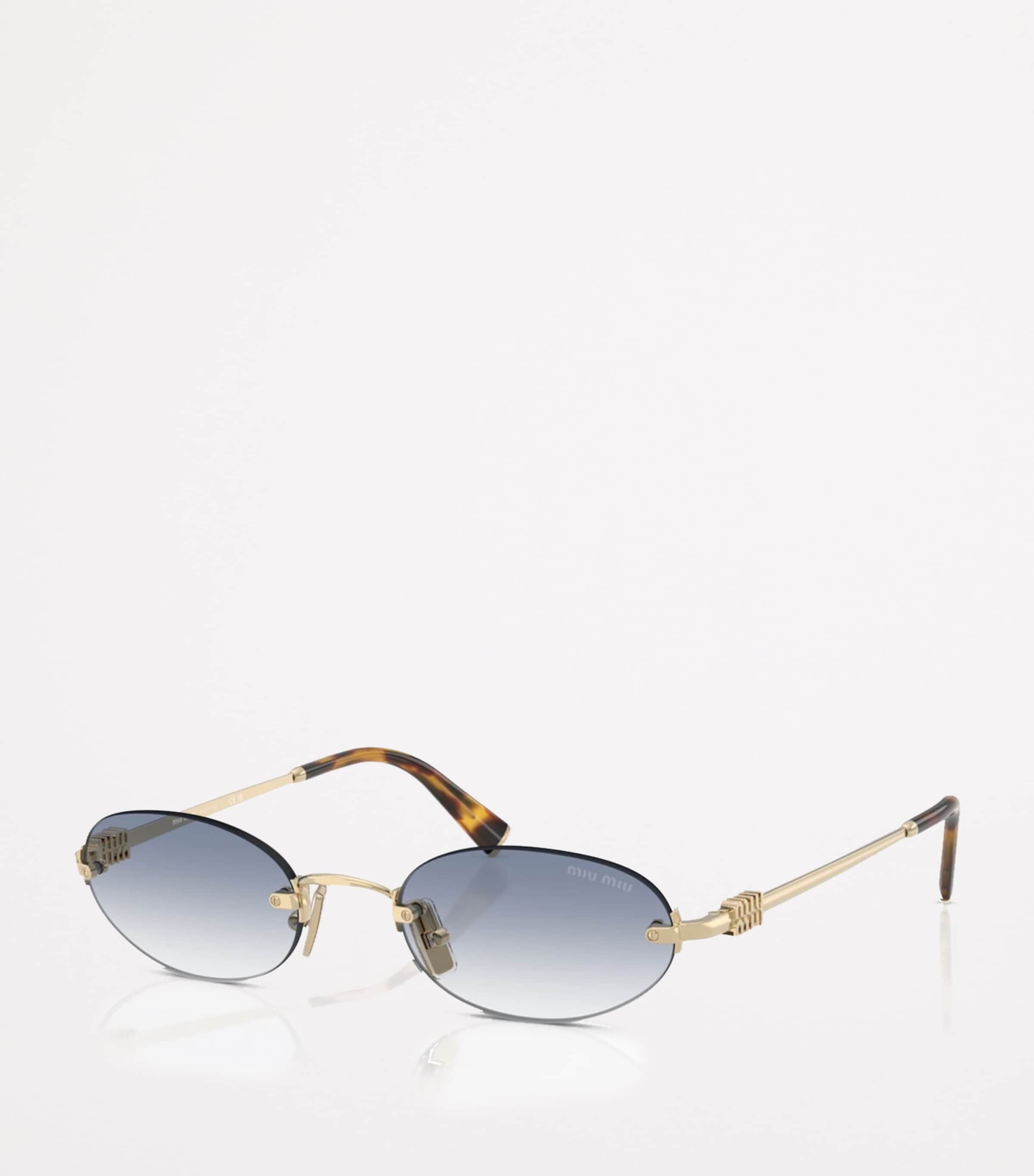 Gold Metal Oval Sunglasses