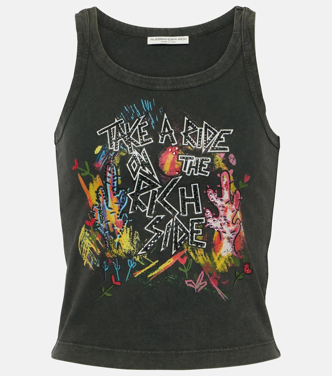 Alessandra Rich - Printed cotton jersey tank top