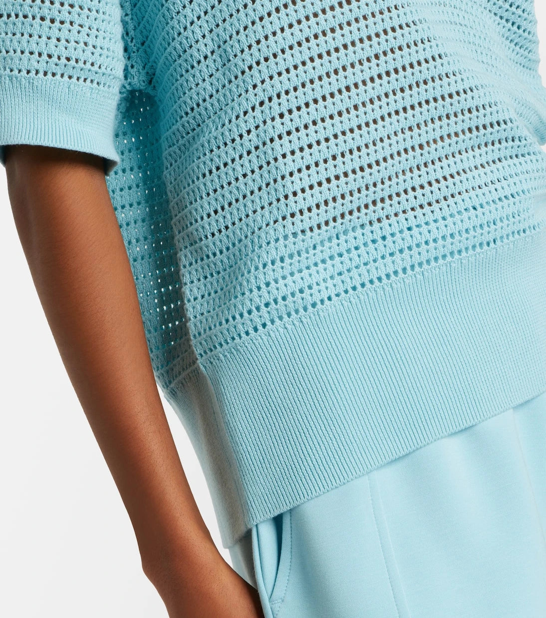 Varley - Callie open-knit cotton polo sweater