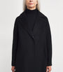 Yves Salomon Black Wool-Cashmere Fur-Trim Coat