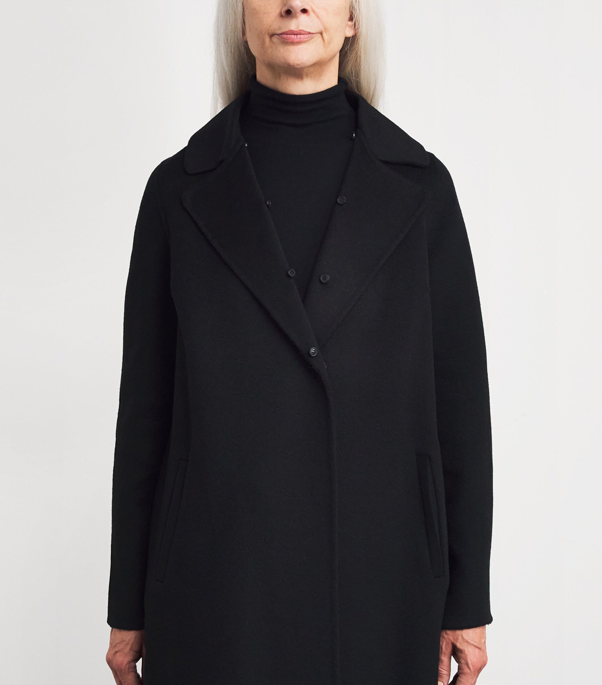 Yves Salomon Black Wool-Cashmere Fur-Trim Coat