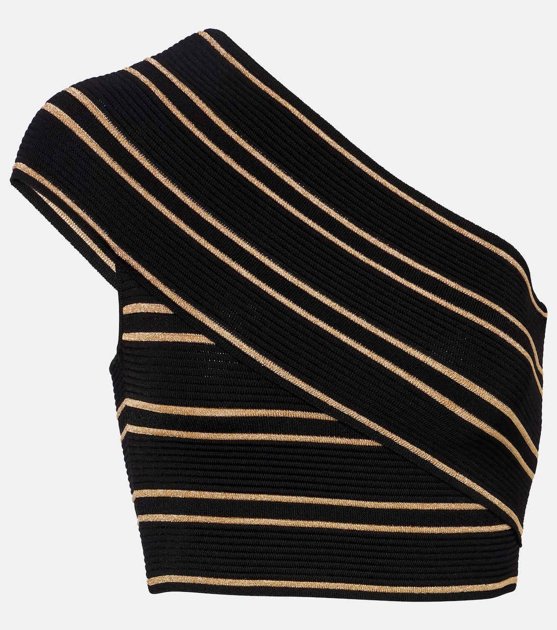 Balmain - Striped one-shoulder crop top
