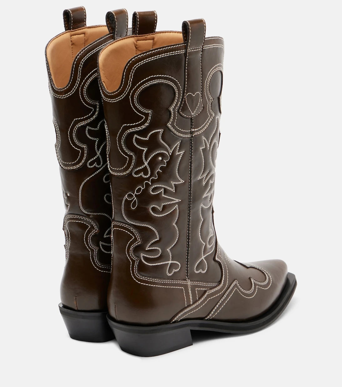 Ganni - Mid Shaft embroidered cowboy boots