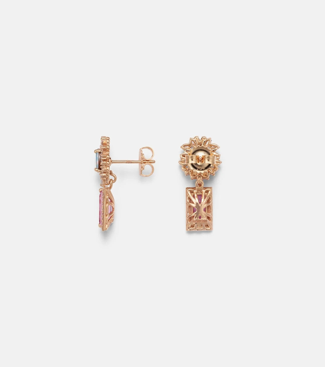 Suzanne Kalan - 18kt rose gold drop earrings with gemstones