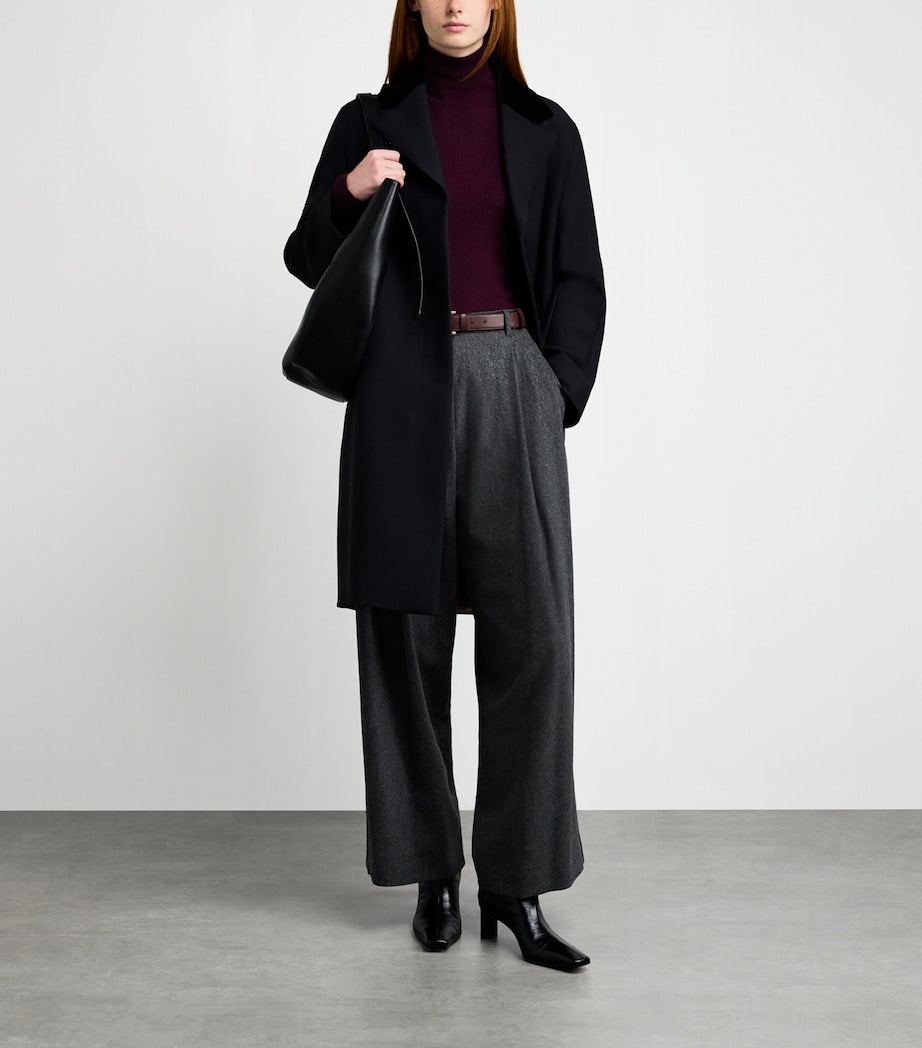 Max Mara Grey Stretch-Wool Flannel Trousers