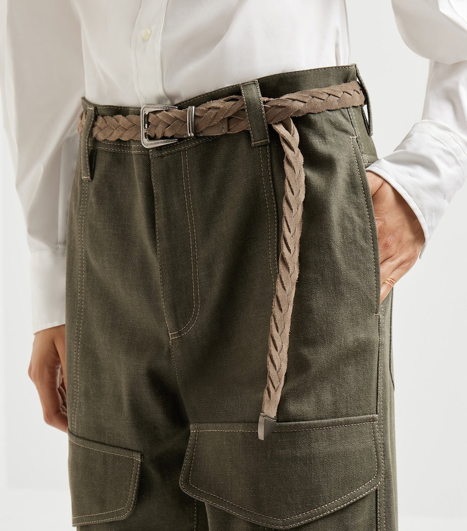 Brown Leather Braided Belt