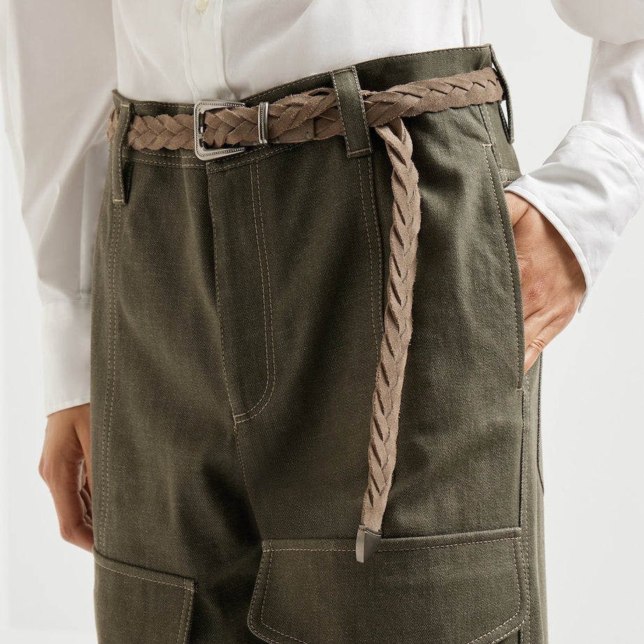 Brown Leather Braided Belt